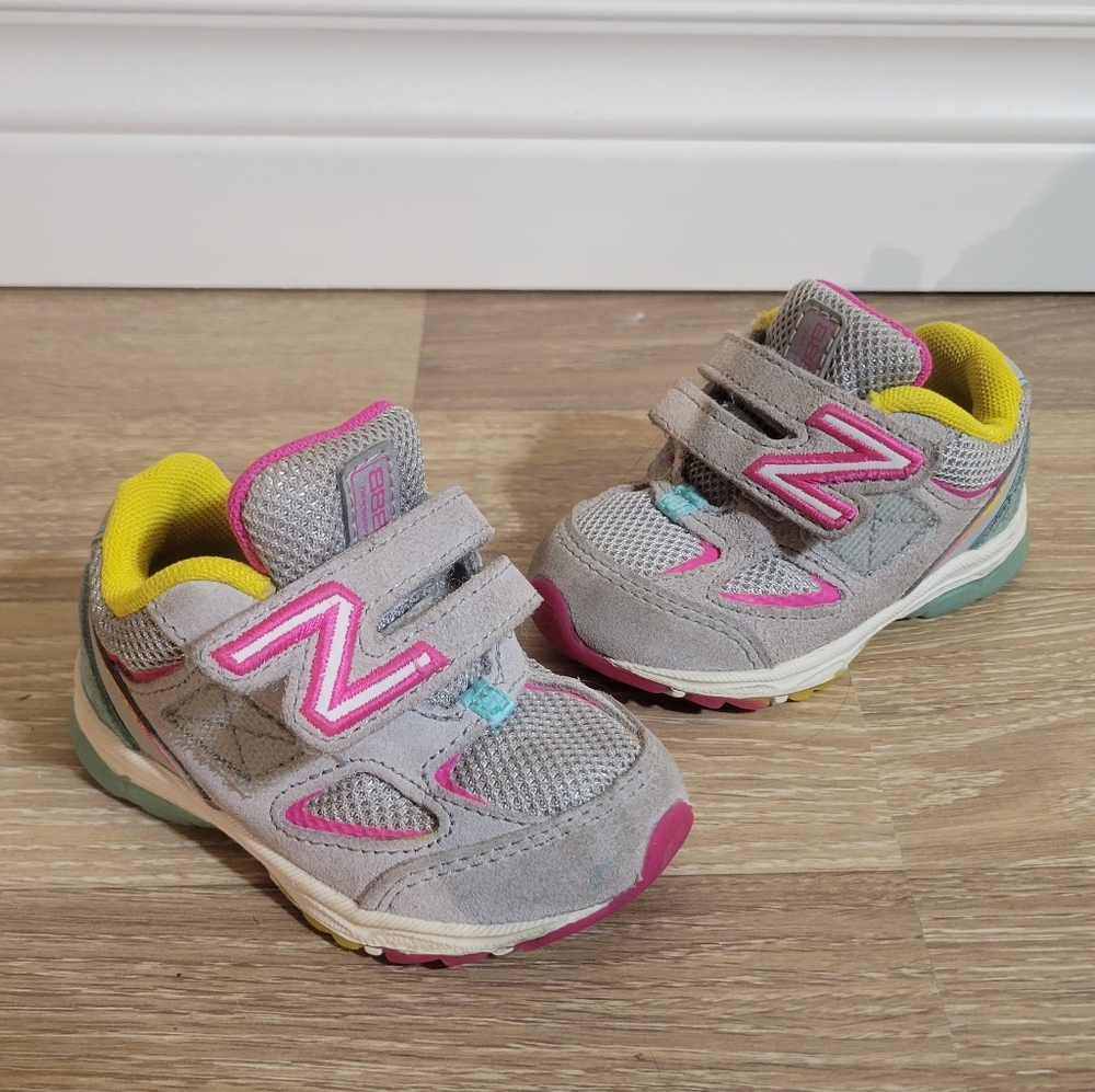 New Balance Kids' Gray and Pink Sneakers